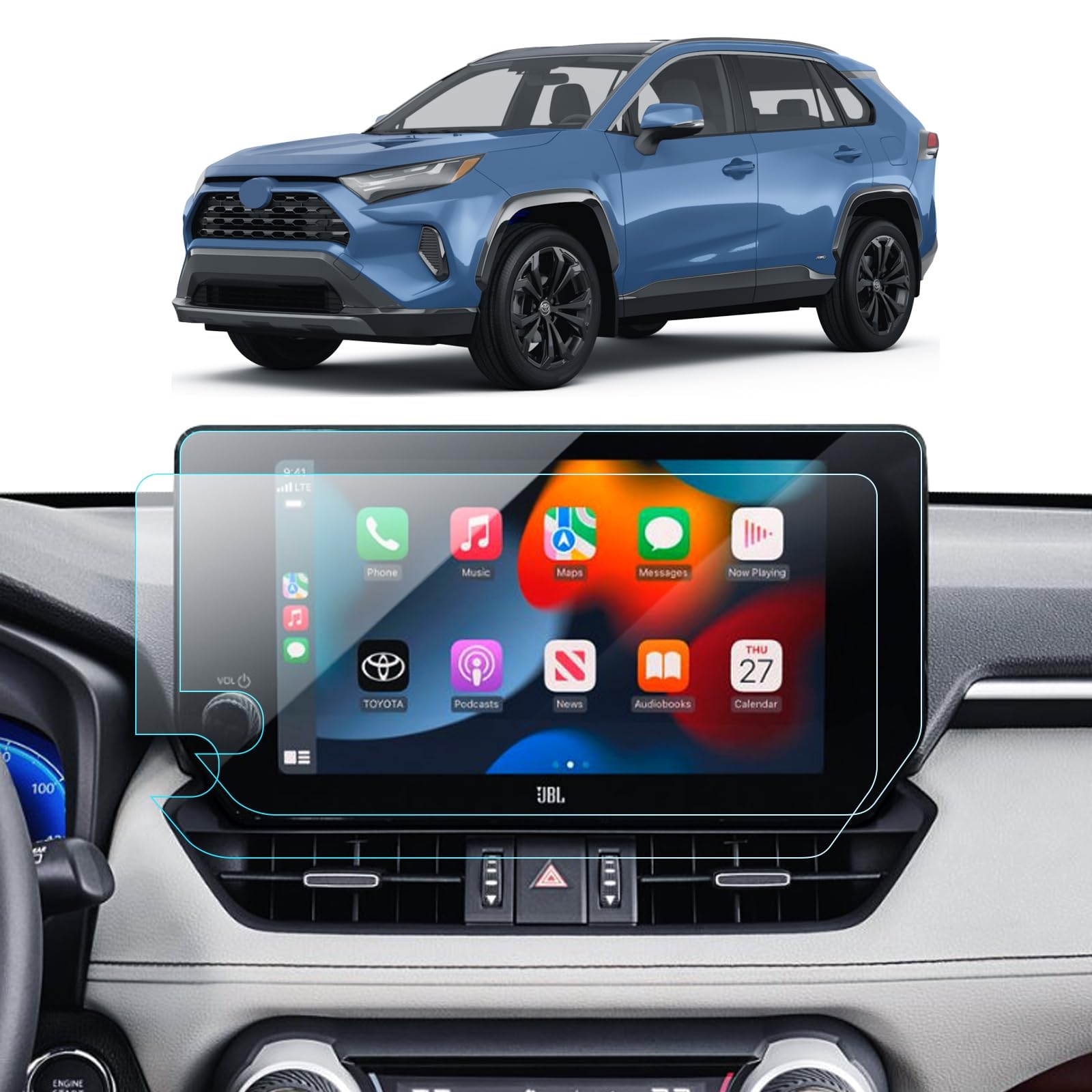 Photo 1 of LANTU 2PCS Car Nano Screen Protector for 10.5 Inch 2024 2023 Toyota RAV4 Accessories GPS Navigation Touchscreen Protector Films for Toyota RAV 4 HD Clear Bubble Free