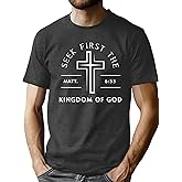 PICKID Christian Shirts for Men: Cross T-Shirt Graphic Faith Tee Bible Verse Religious Tops