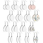 32Pcs Sublimation Earring Blanks, Pletpet 4 Styles Double Sided Heat Transfer Sublimation Printing Earrings Unfinished with 32Pcs Hooks for DIY Crafts