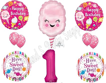 Amazon Com Sweet One Cotton Candy 1st Birthday Party Balloons