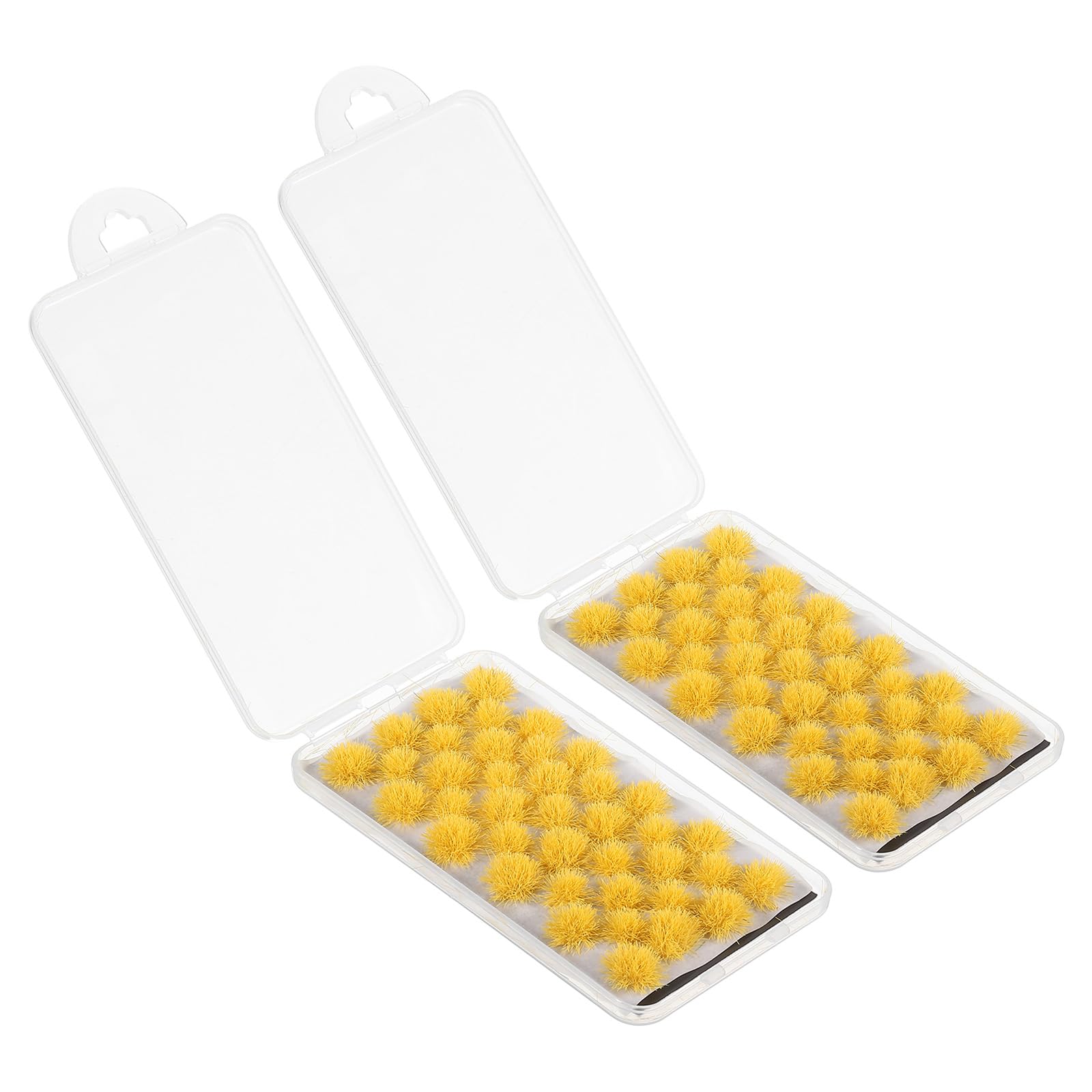 PATIKIL Static Grass Tuft Model, 2 Sets/56Pcs Miniature Artificial Grass Tuft Model DIY for Train Landscape Railway Sand Ground Layout Scenery Modeling, Yellow