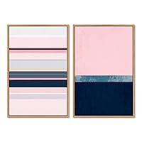 SIGNWIN 2 Piece Framed Canvas Wall Art Minimalism Abstract Style Canvas Prints Home Artwork Decoration for Living Room,Bedroom - 16