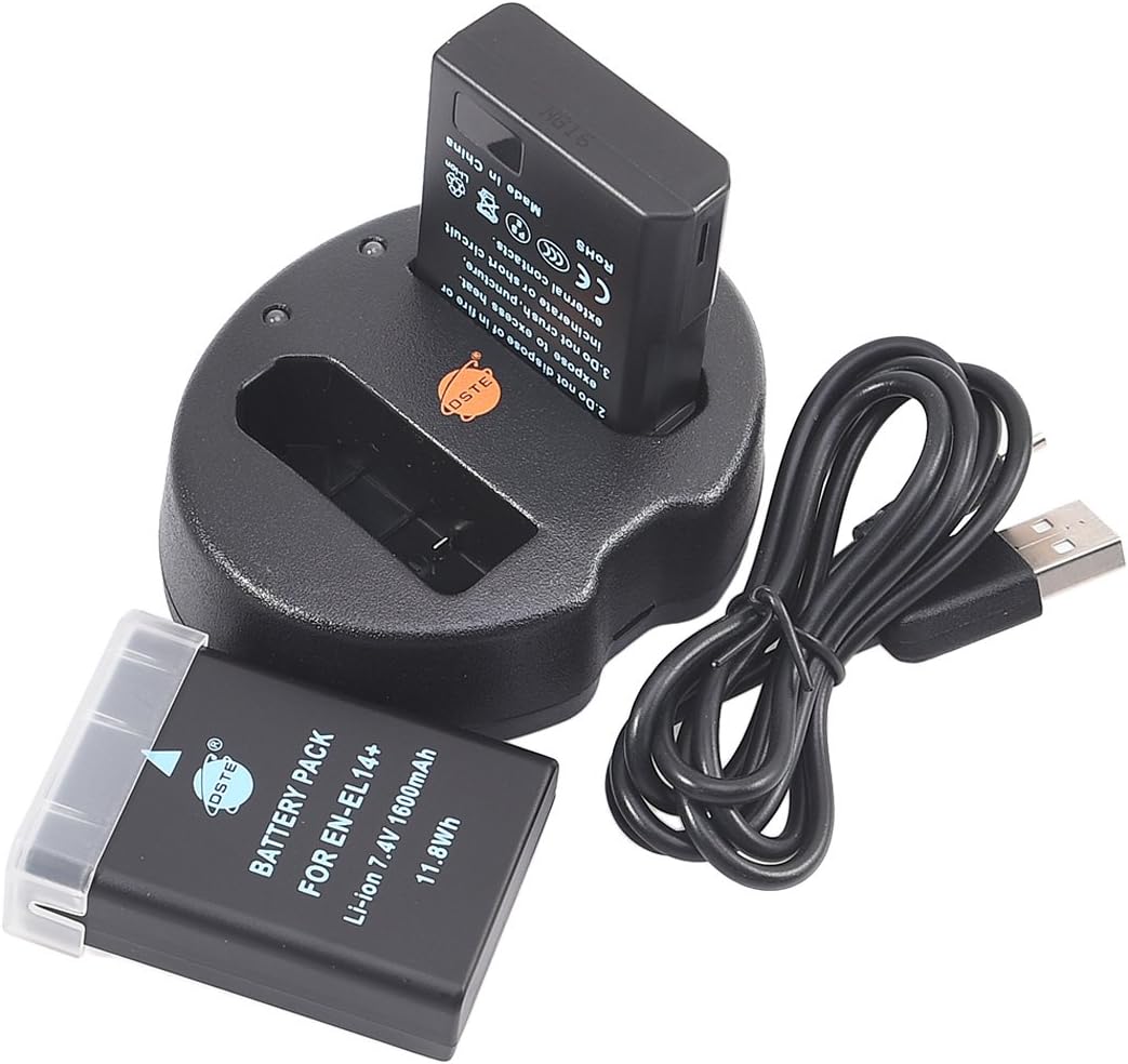 Nikon D5600 DSTE 2pcs EN-EL14 EN-EL14A Battery Rapid Dual USB