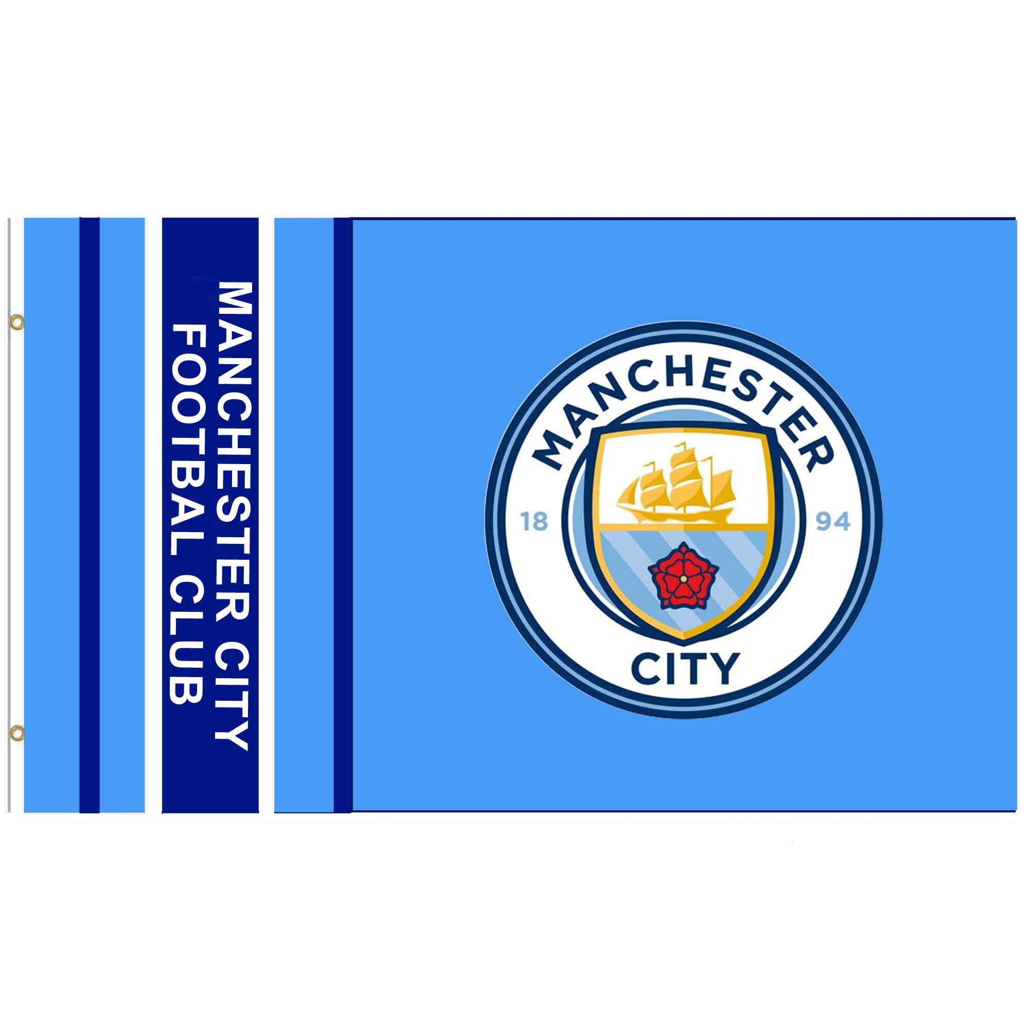 MCFC Official Giant Manchester City Crest Champions Flag (5ft x 3ft & 100% Polyester)