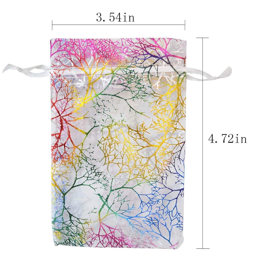 100 Pcs Coral Pattern Drawstring Organza Candy Bag Mixed Color Gift Bag Jewelry Bags Chocolate Bag Wedding Favor Christmas Gift