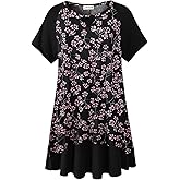 LARACE Plus Size Tops for Womens Summer Short Sleeve Tunic Shirts Crew Neck Leopard Color Block Tee