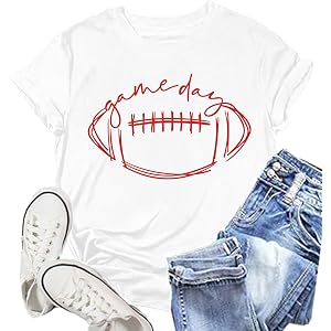 NEWKA Football Shirts for Women Game Day Gifts T-Shirt Rugby Tee Tops