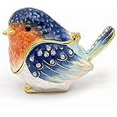 Robin Bird Jewelry Trinket Boxes Hinged Ring Box.Collectible Bird Figurines Home Decor Gifts for Women.Necklace Rings Earrings Organizer.