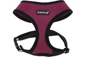 Puppia Soft Dog Harness No Choke Over-The-Head Triple Layered Breathable Mesh Adjustable Chest Belt and Quick-Release Buckle, Purple, Medium