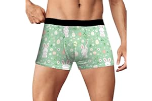 Men's Easter Cute Bunny Boxer Briefs Cool Comfort Moisture-Wicking Breathable Underwear Easter Gift for Men