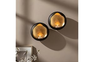 NativeSkins Solara Metal Wall Candle Sconce Set of Two Wall Candle Holders - Set of 2 Handcrafted Decorative Tea Light Sconces for Living Room Gold Tea Holder