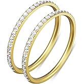 ZOOROO 2-Pack Stackable Bands for Oura Ring 5/Oura Ring 4/Oura Ring 3 Stack | 14K Gold Plated Oura Ring 5 Stacking Rings,Simulated Diamond Oura Ring Enhancer Stacker Decorative Bands for Women
