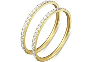 2-Pack 14K Gold Plated Stacking Rings for Oura Ring Gen 4/Oura Ring Gen 3, Cubic Zirconia Simulated Diamond Oura Stack Rings 