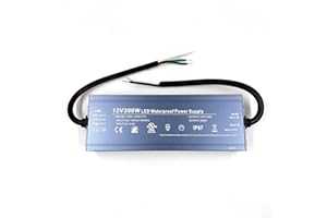 Q QINGCHEN LED Driver 300W 12V UL Listed Transformer, Waterproof IP67 Power Supply, 100-130V AC to 12V DC Low Voltage Adapter for Outdoor Use