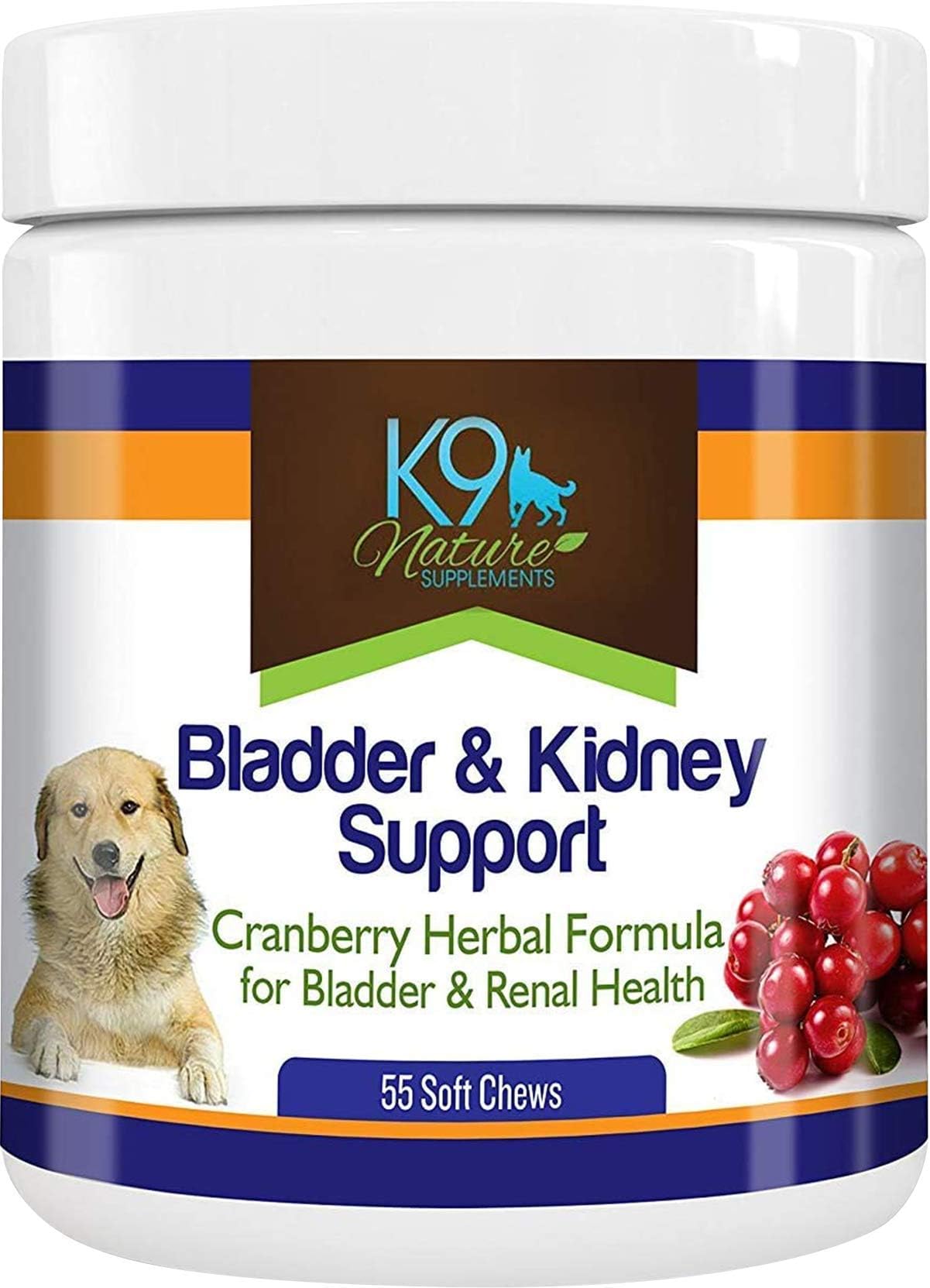 K9 Nature Supplements: Bladder & Kidney Support - 55 Soft Chews - Cranberry Herbal Formula for Dogs - Urinary Tract and Renal Support - Great for Senior and Spayed Pets