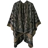 Women's Vintage Pattern Open Front Poncho Cape Shawl Winter Shawl Wraps