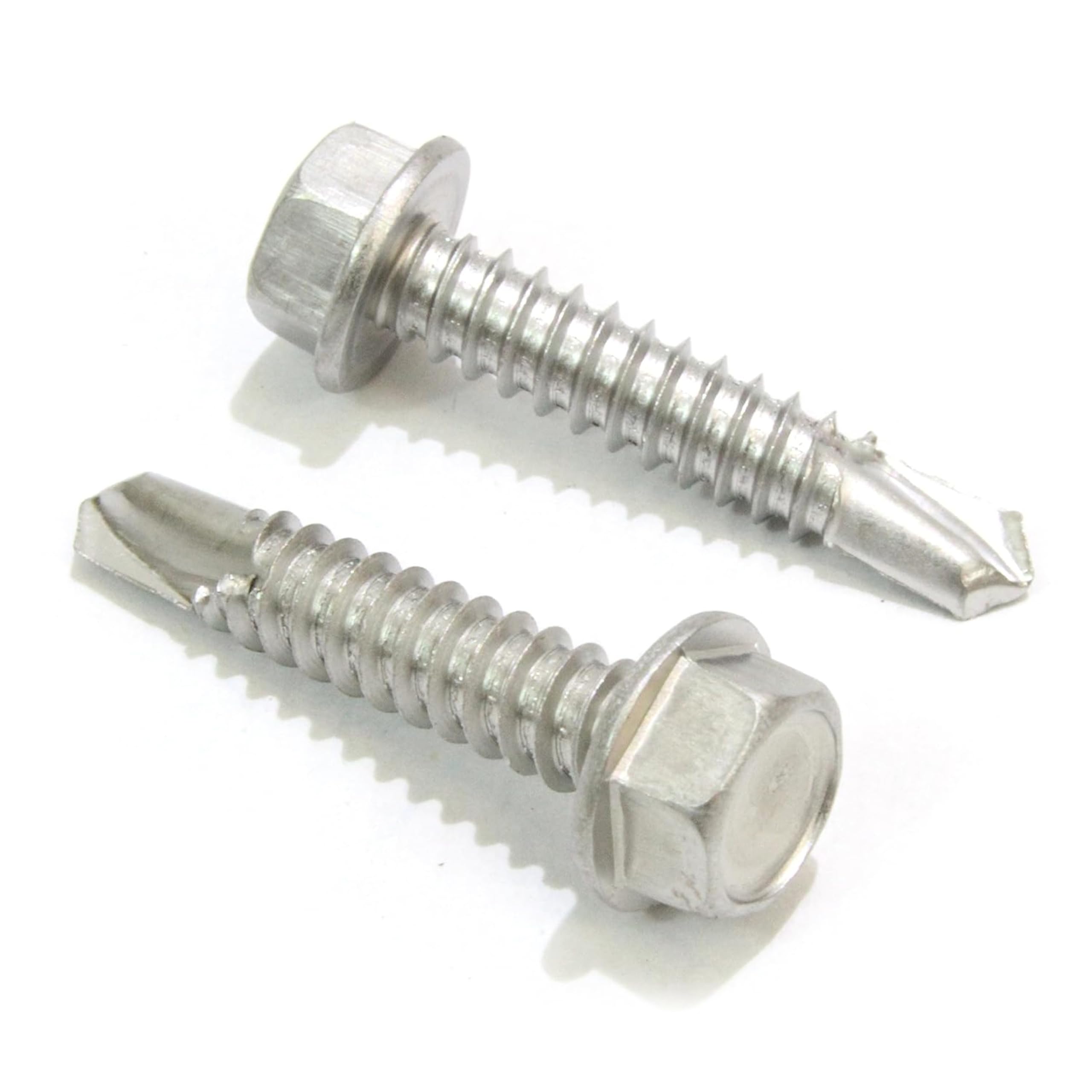 #10 x 1-1/4" Stainless Hex Washer Head Self Drilling Screws, (100pc) 410 Stainless Steel Self Tapping Choose Size and Qty