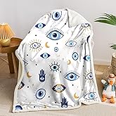 AILONEN Evil Eye Sherpa Fleece Throw Blanket for Kids Girls Boys,Modern Evil Eye Fleece Blanket,Beautiful Boho Style Fleece Blanket,Soft Lightweight Decor for Sofa 47 x 31 Inches Inches