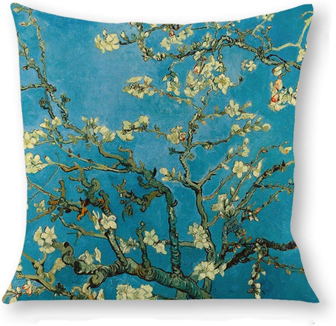 ArtKisser Apricot Blossom by Van Gogh Square Sofa and Bed Pillow Pillow Cover Cushion Case Cotton Home Decorative Linen Just Pillowcase,18 x 18 inch