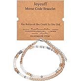 Birthday Gifts for Women Layered Morse Code Bracelets for Mom Aunt Friends Wife Her Beaded Strand Bracelet