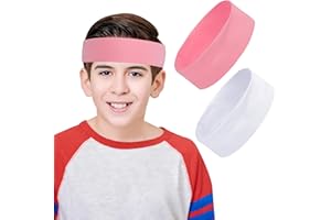 Fogrime 2 Pack Kids Sweatbands Elastic Athletic Headbands for Girls and Boys Perfect for Cycling, Fitness, Running, and Sport