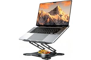 JCZT Adjustable Laptop Stand for Desk, 360° Rotating Base Ergonomic Computer Stand, Laptop Riser Foldable Protable for Office Home Fits Compatible with MacBook Pro/Air Notebook up to 10-16" Black