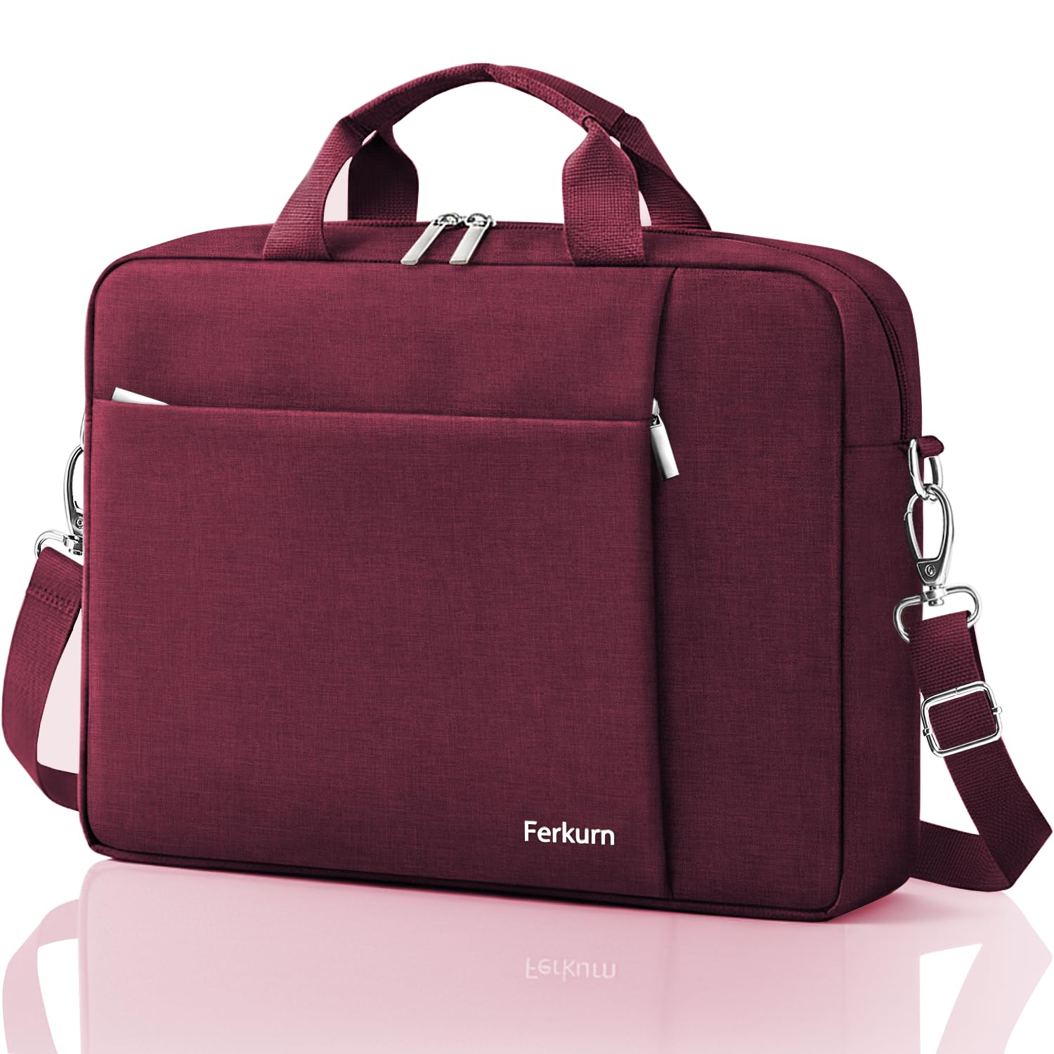 Ferkurn Laptop Bag Case for Women Men, Messenger Briefcase Computer Bag with Shoulder Compatible with Macbook Pro/Air, XPS Latitude, HP Pavilion, ASUS, Acer, Samsung, Red, 17 17.3 Inch