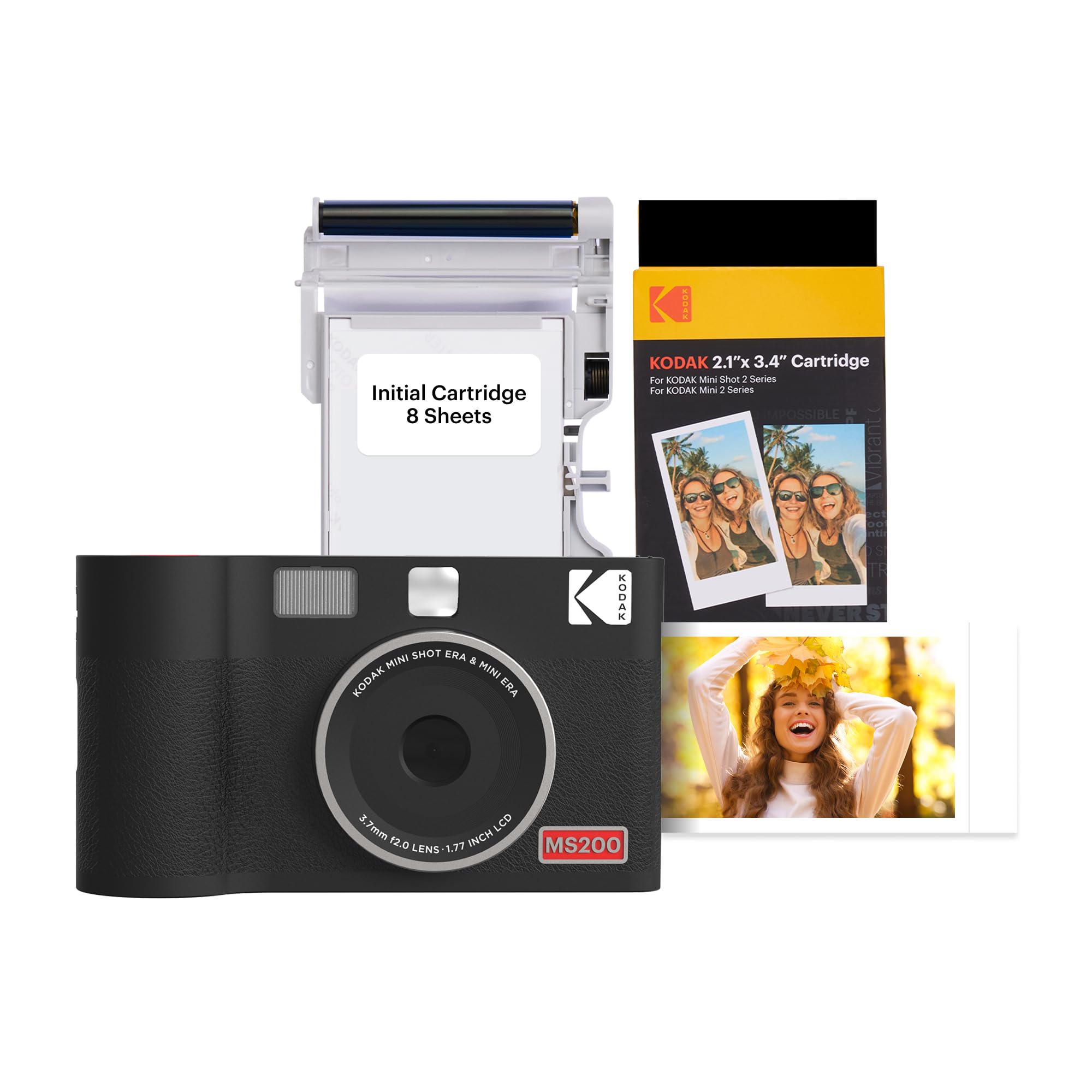 KODAK Mini Shot 2 Era 2x3” Instant Digital Camera & Photo Printer, 38 Sheets, 2-in-1 Portable Print Camera, Bluetooth Smartphone Printer for iOS & Android, 4PASS Dye Sublimation, Black