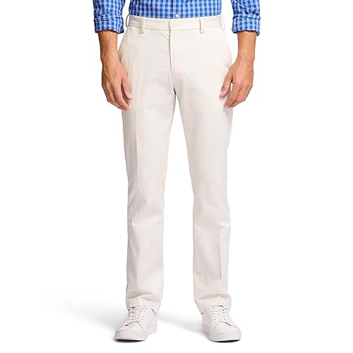 IZOD Men's American Chino Flat-Front Straight-Fit Pants, Pumice, 36W x 30L