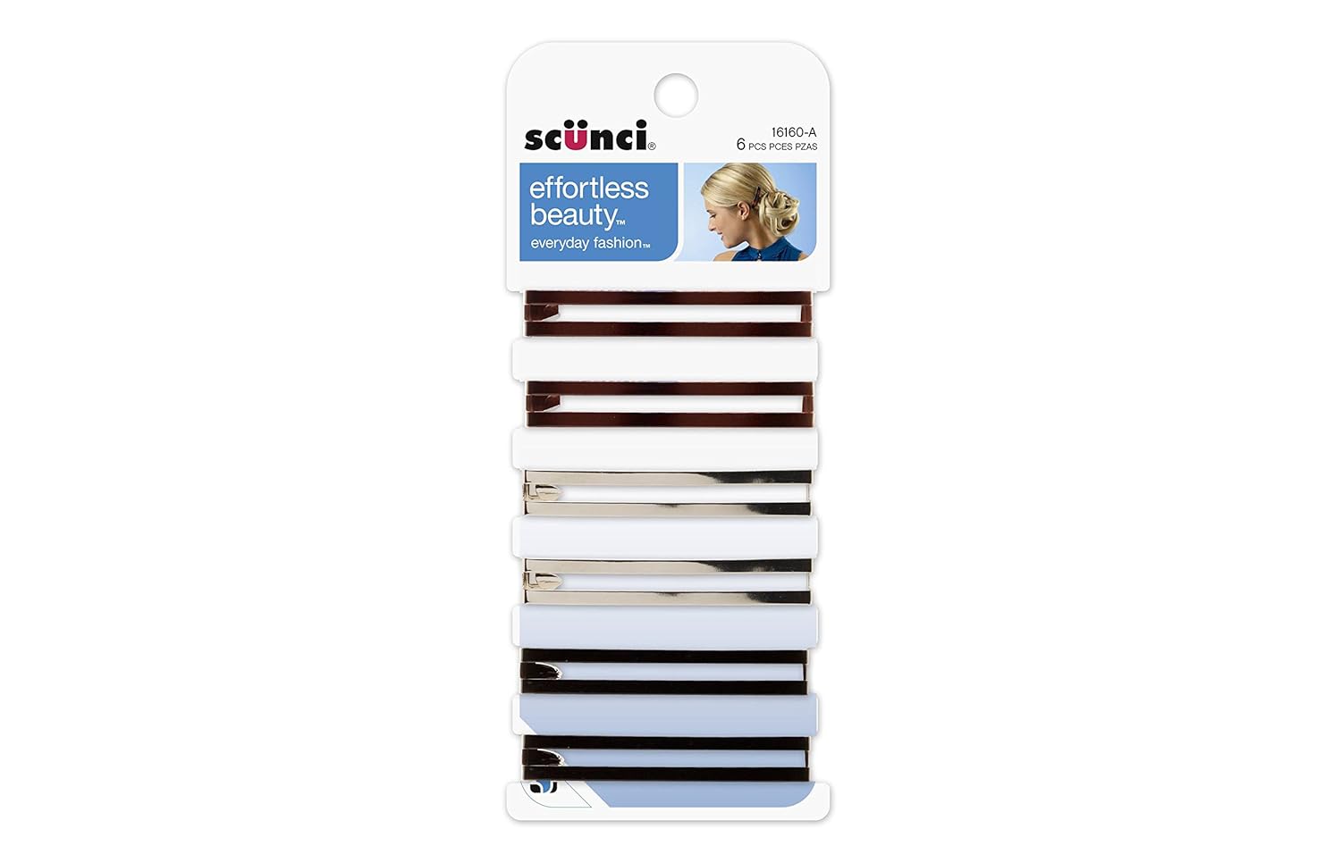 Scunci No-Slip Grip Open Center Stay Tight Barrettes, Assorted Colors, 6-Count : Hair Barrettes : Beauty