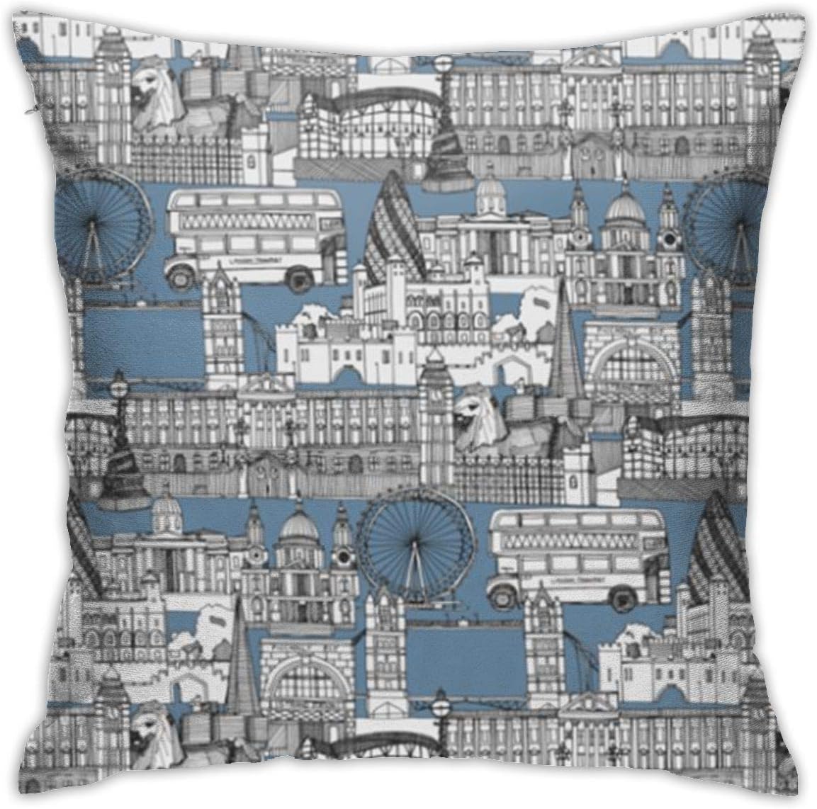 Amazon Com Feaiyea London Calke Abbey Blue Toile Throw Cushion