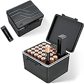 JJC AA Battery Case Holder for 28 x Double A Batteries with Battery Tester | 28 x Custom Battery Slots, Water-Resistant &amp; Shockproof, Hard ABS Shell with EVA Interior, Compact for Travel