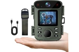 ArzzuNiu Mini Trail Camera Night Vision 32MP 1080P Game Camera with Night Vision Motion Activated -All (Green)