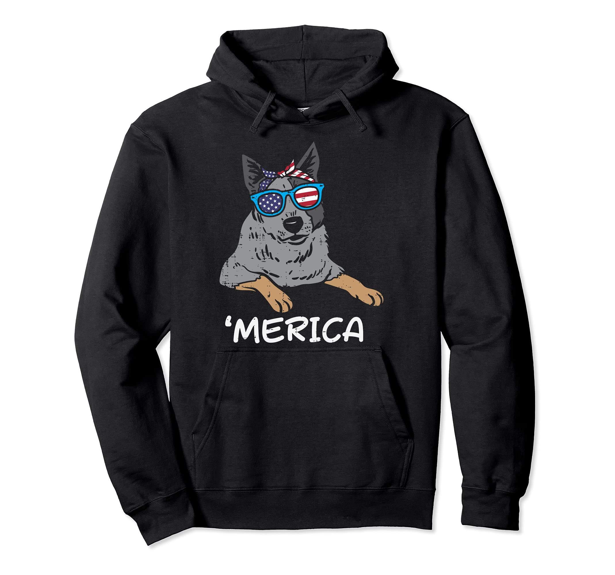 Merica Heeler Cattle Dog American USA 4th Of July Fourth Dog Pullover Hoodie