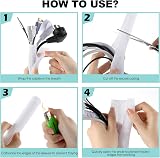 AGPTEK White Cable Tidy Sleeve 2 Pack 5ft - 1.2 Inch Wire Cover Cord Organizer view 7