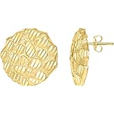 10kt Yellow Gold Womens Nugget Round Stud Earrings