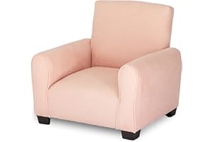 The Rose Hill Company Kid Rocking Chair for Toddlers, Child Chair for Little Kids, Upholstered Toddler Armchair for Children, Comfy and Cute Little Kid Chairs (Legs, Blush)