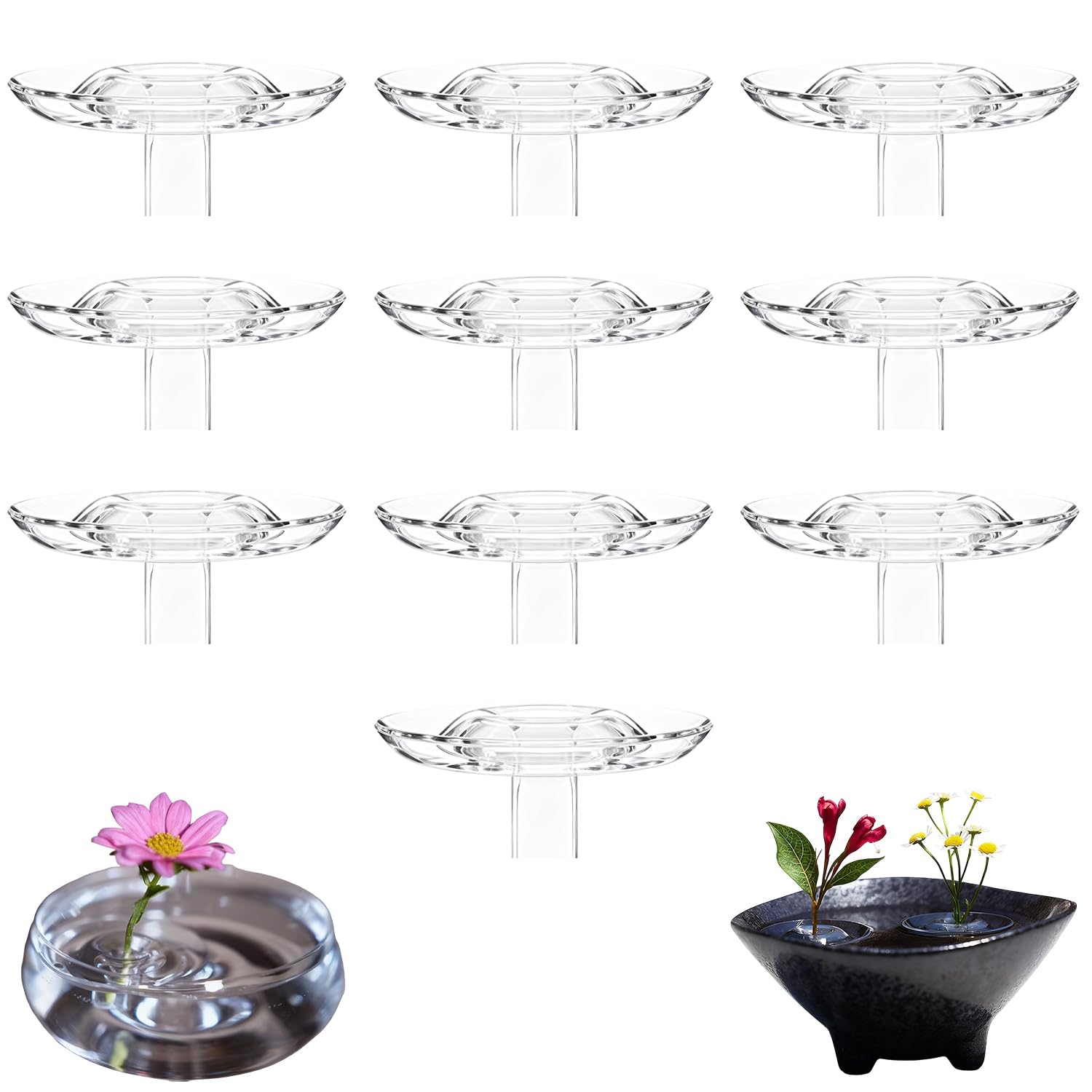 Photo 1 of 10PCS Creative Floating Floral Arrangement Holder, 2025 Innovative Floating Flower Display Stand, Clear Acrylic Floating Flower Bowl Stem Holder, Modern Floating Vase Pedestal Stand (Small)