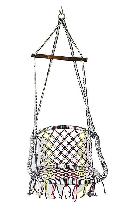NOVICZ Hanging Swing Chair for Balcony Jhula for Kids Adults Home Indoor Outdoor Garden LVLY-M-Multicolor 1 Year Warranty