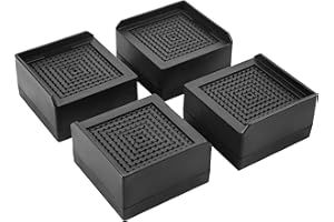 BTSD-home Furniture Risers 1.5 Inch Bed Lifts Risers Table Leg Extenders Perfect for Couch, Chair, Table, and More 4 Pack Black Square