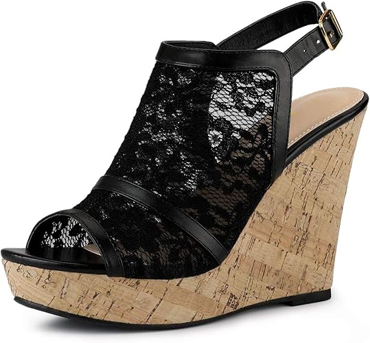 black lace wedges