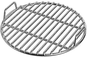 Stainless Steel Grill Grate, Extra Thick Round Grill Grates Replacement with Handle for Charcoal Smoker Campfire Picnic & Out