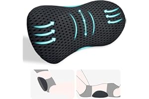 Lumbar Support Pillow for Lower Back Pain Relief – Ergonomic Streamline Memory Foam Cushion for Office Chair, Car Seat, Bed, 