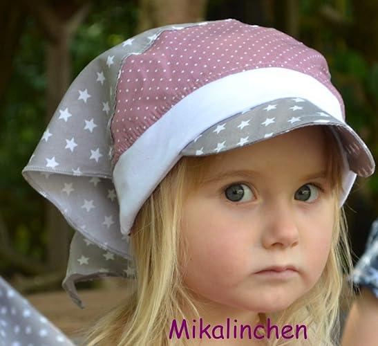 Kopftuch Baumwolle Sterne grau/altrosa