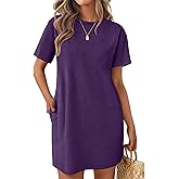 Ekouaer Nightgowns for Women Cotton Sleep Shirts Tshirt Nightshirt Casual Sleepdress Pullover Dress with Pockets S-3XL