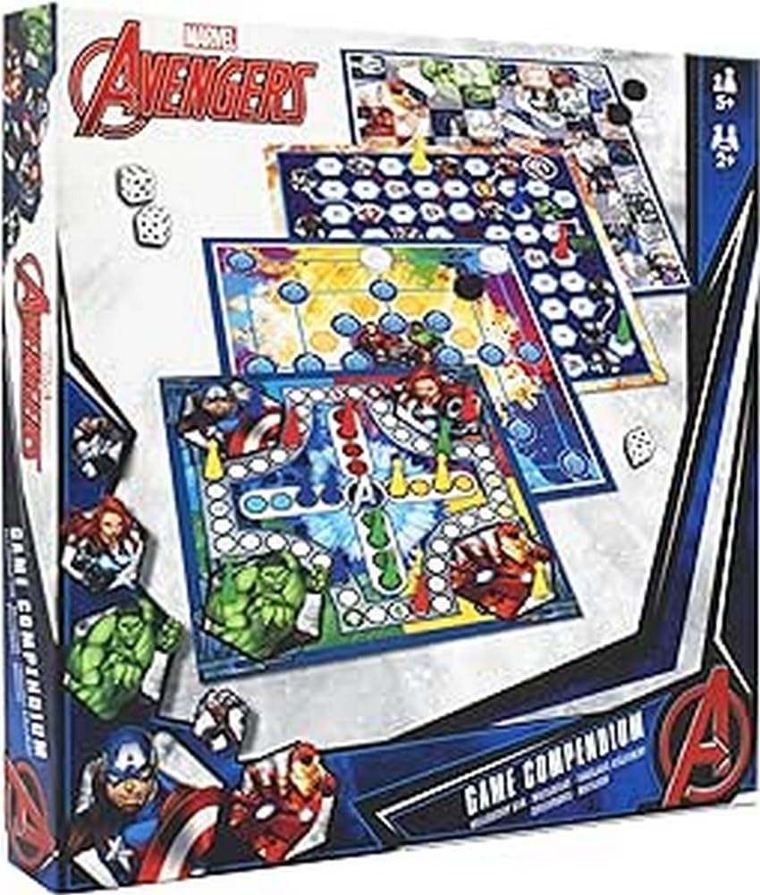 Cartamundi Marvel Games Compendium, Enjoy 35 Games Including Nine Men's Morris, Draughts, Ludo, Ladders Board Game, Great Gift For Ages 5+, Multicolor, 4.9 x 26.9 x 26.9 cm