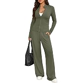 Alaroo Women's Two Piece Lounge Sets Fall Fashion Matching Set with Pockets | Vacation Airport Travel Outfits, Comfy Sets, High Waisted Wide Leg Pants, Long Sleeve Zip Up Top, Workout Sets, Winter