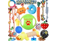 Aipper Dog Puppy Toys 20 Pack, Puppy Chew Toys for Fun and Teeth Cleaning, Dog Squeak Toys,Treat Dispenser Ball, Tug of War T