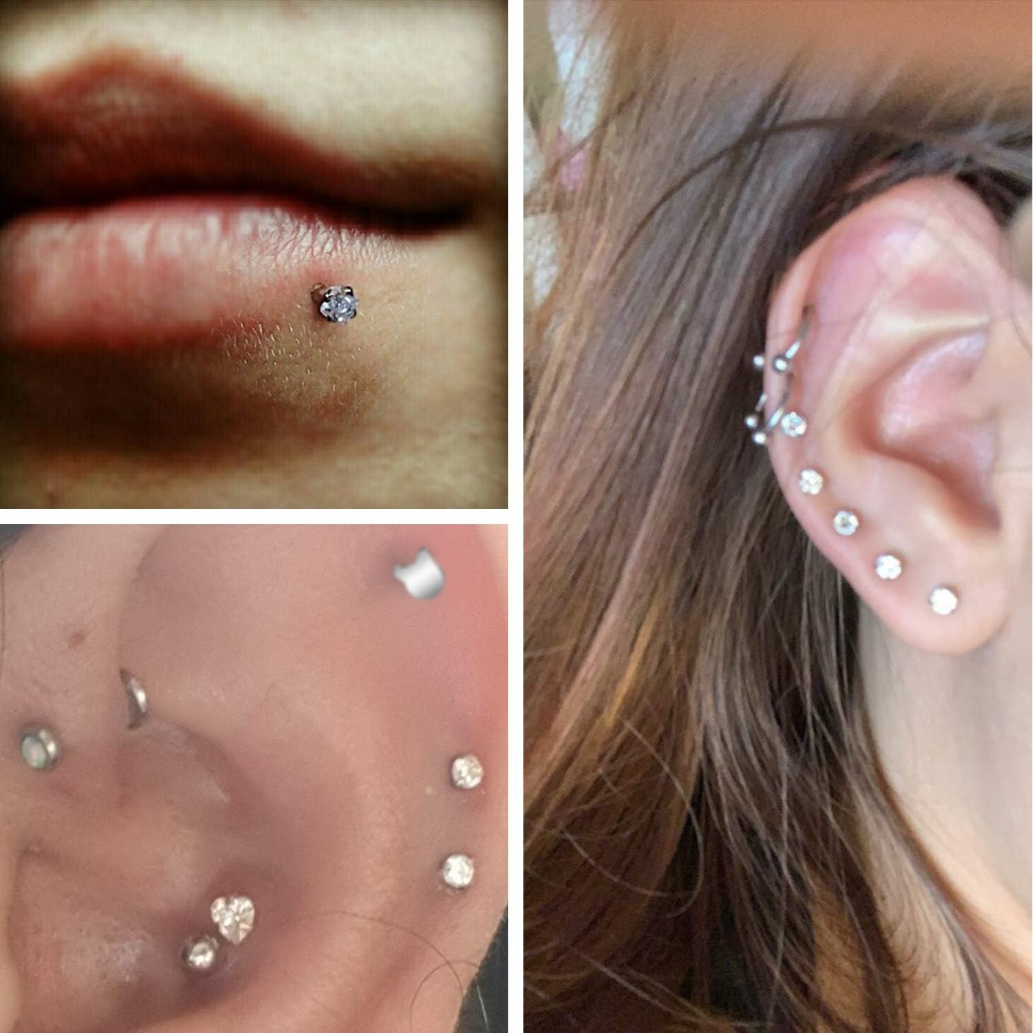 FECTAS 15pcs Lip Bars Studs Set Stainless Steel 6/8/10mm 16G Labret Monroe Tragus Helix Earring Bars Piercing - Image 4