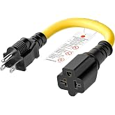 [4-in-1] 12AWG 15Amp Household AC Plug to 20Amp T Blade Adapter Cable, 1FT | NEMA 5-15P to 5-15R/ 5-20R/ 6-15R/ 6-20R 4 in 1 AC Adapter, 15A 125V to 20A 250V Extension Cable, 1FT